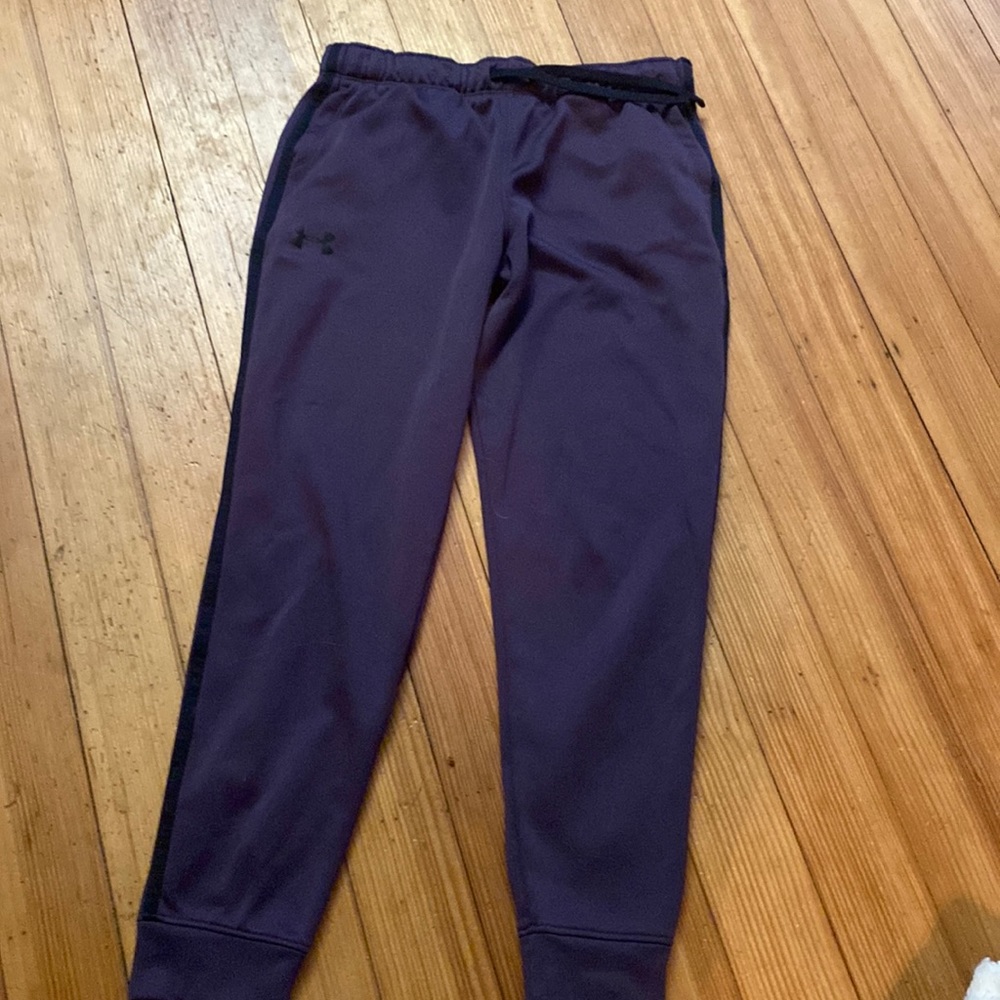 Purple and black under Armour sweatpants